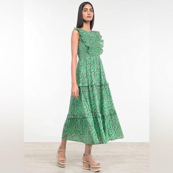 Banjanan Iris Tiered Ruffled Dress, Organic Cotton, NWT, Size L - Picture 2 of 9